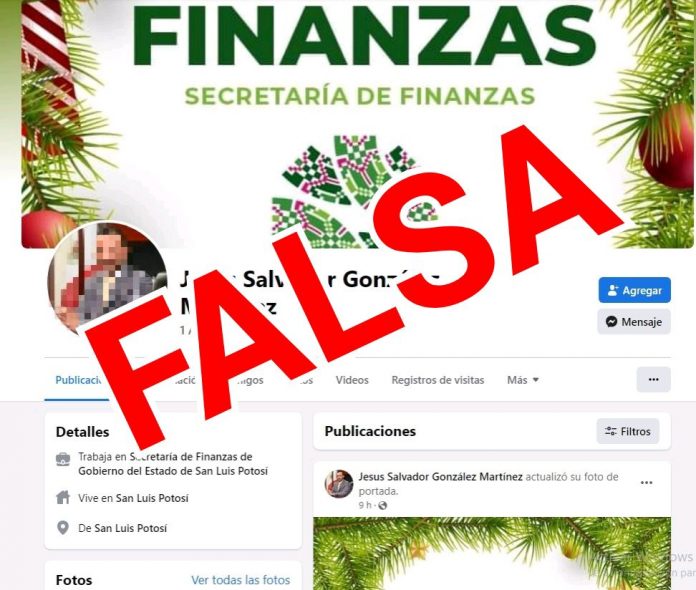 PERFIL FALSO EN FACEBOOK DEL TITULAR DE FINANZAS